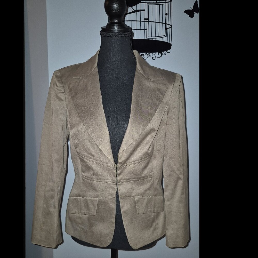 Bedo Darker Tan Fitted Cotton Blazer (M)